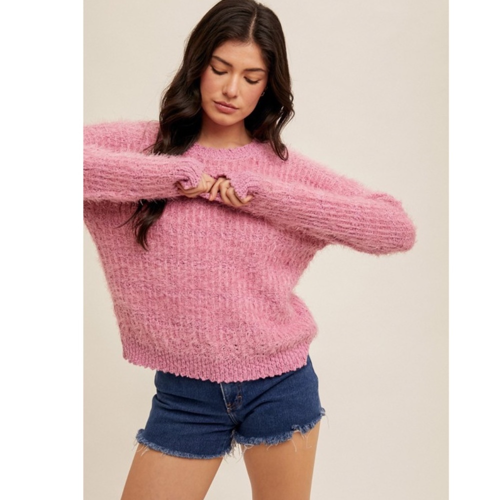 "The McKenna" Pink Fluffy Soft Sweater